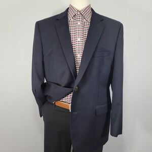 Joseph Feiss Men's Sport Coat Blazer Two Button Navy Twill Wool Size 46R Classic